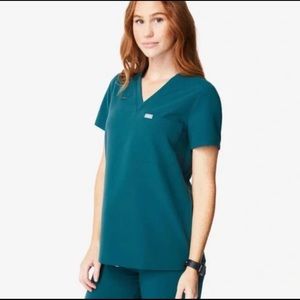 Figs Caribbean Blue Catarina One-Pocket Scrub Top, Size XS